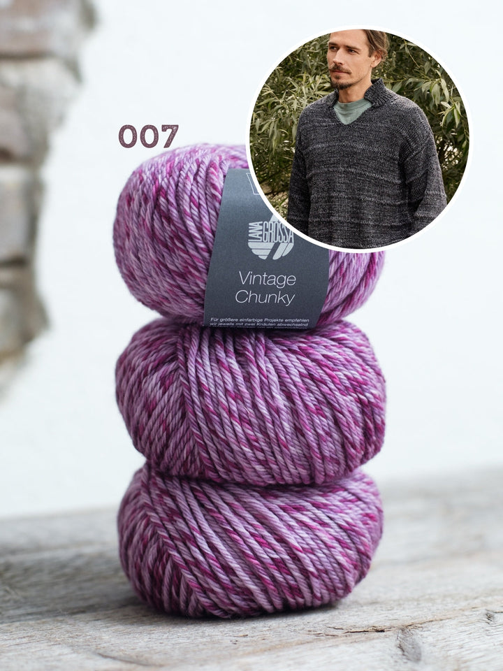 Strickpaket Vintage Chunky Pullover für ihn