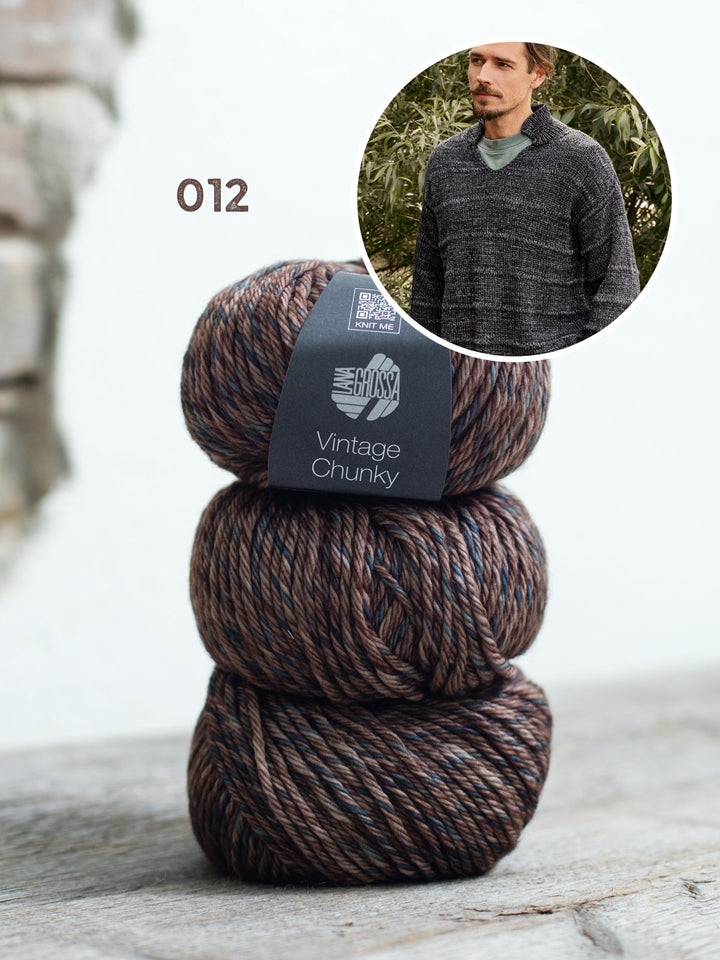 Strickpaket Vintage Chunky Pullover für ihn