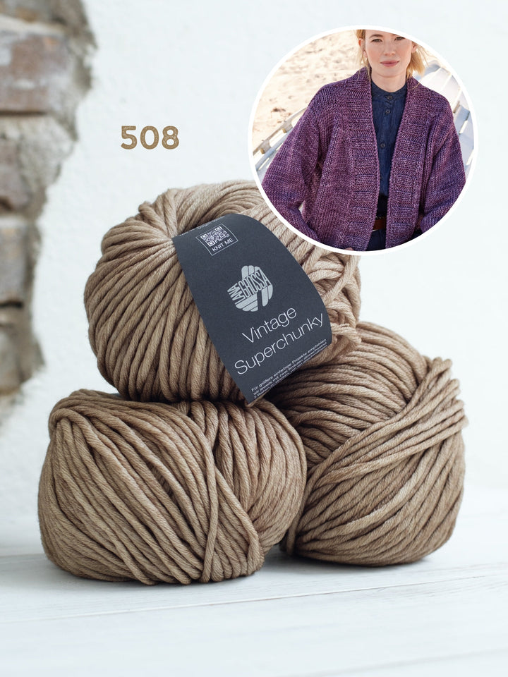 Strickpaket Vintage Superchunky Top-down-Jacke