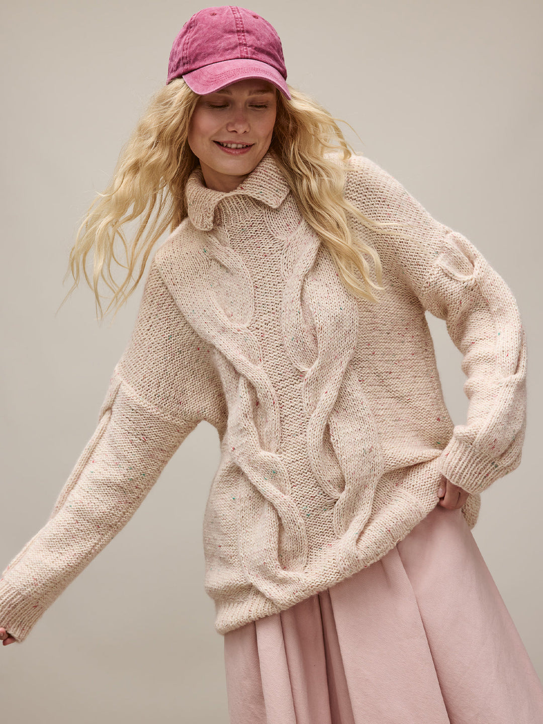 Strickpaket Ecopuno Natural Superkid Tweed Pullunder mit Zöpfen
