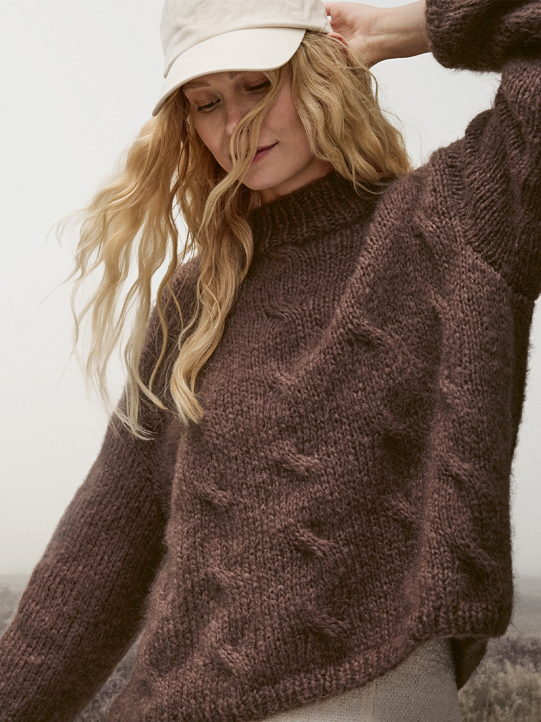Strickpaket Mohair Di Gio Pullover mit Zöpfen