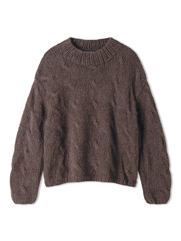Strickpaket Mohair Di Gio Pullover mit Zöpfen