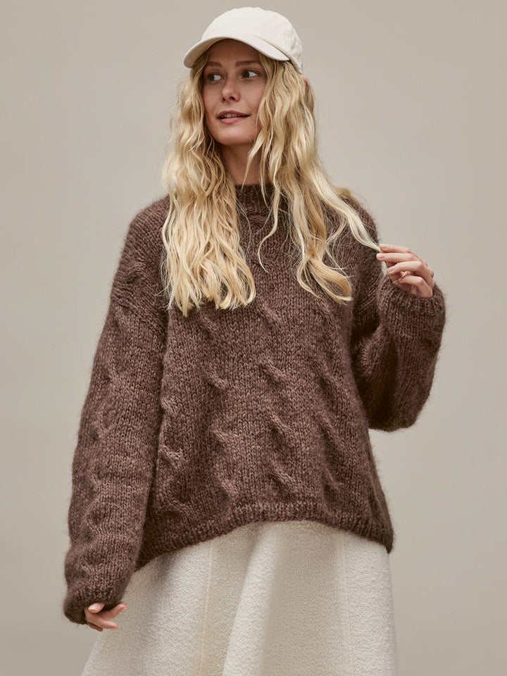 Strickpaket Mohair Di Gio Pullover mit Zöpfen