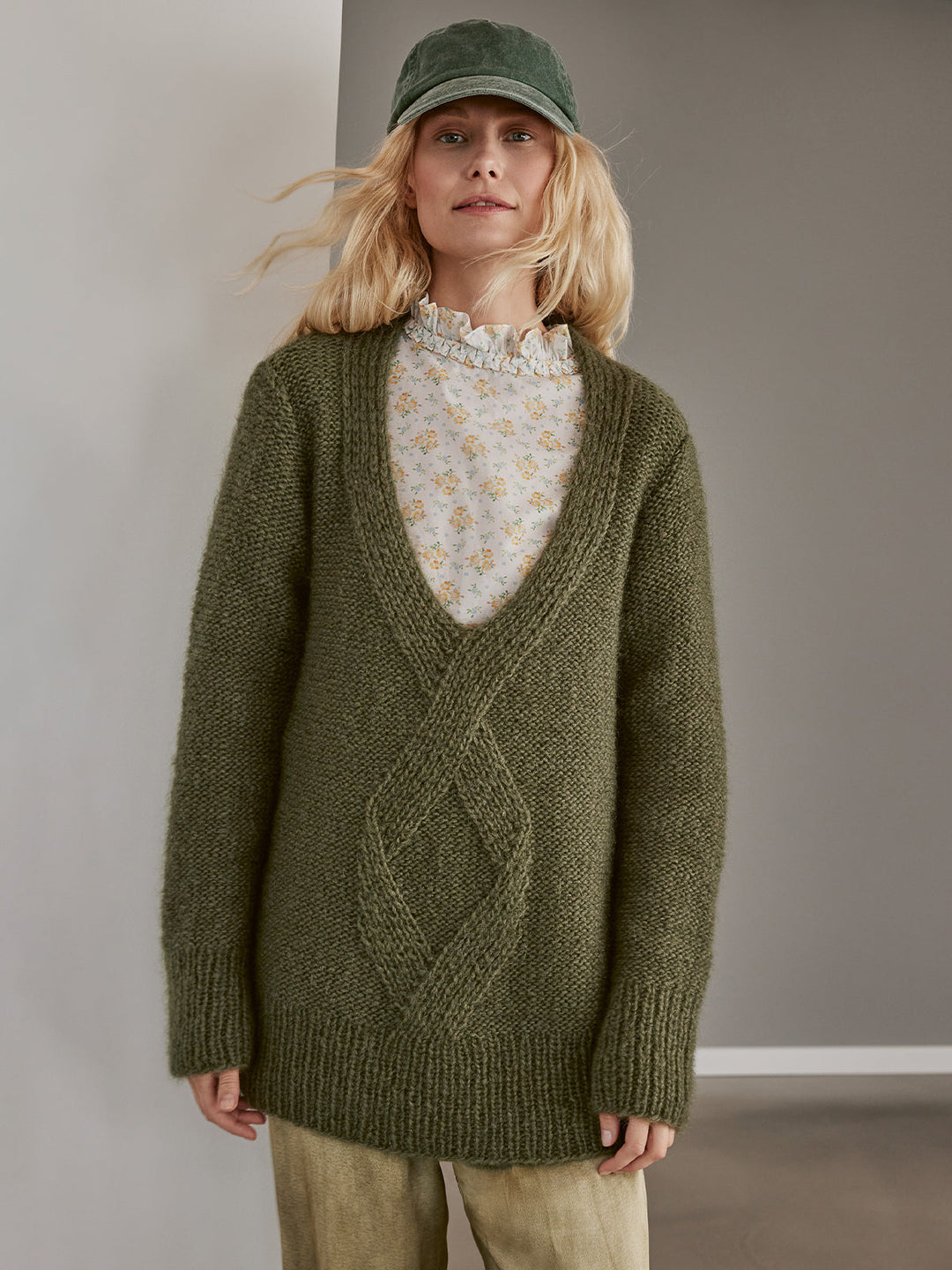 Strickpaket Mohair Di Gio Oversized V-Ausschnitt Pullover