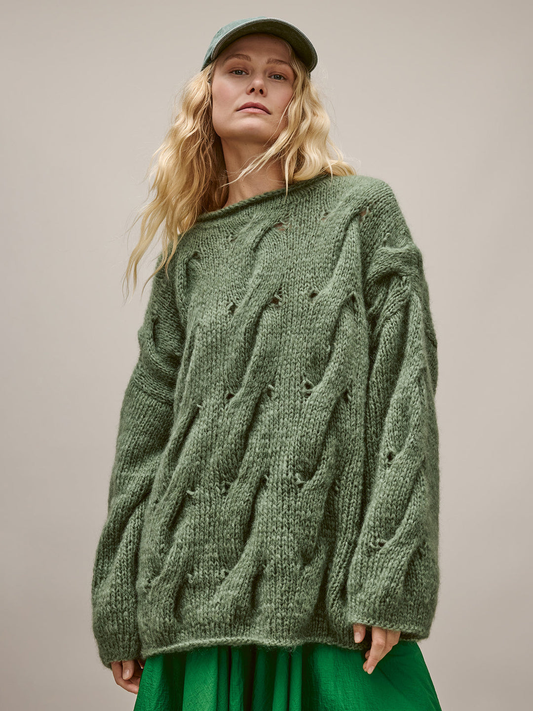 Strickpaket Mohair Di Gio Oversized Zopfpullover
