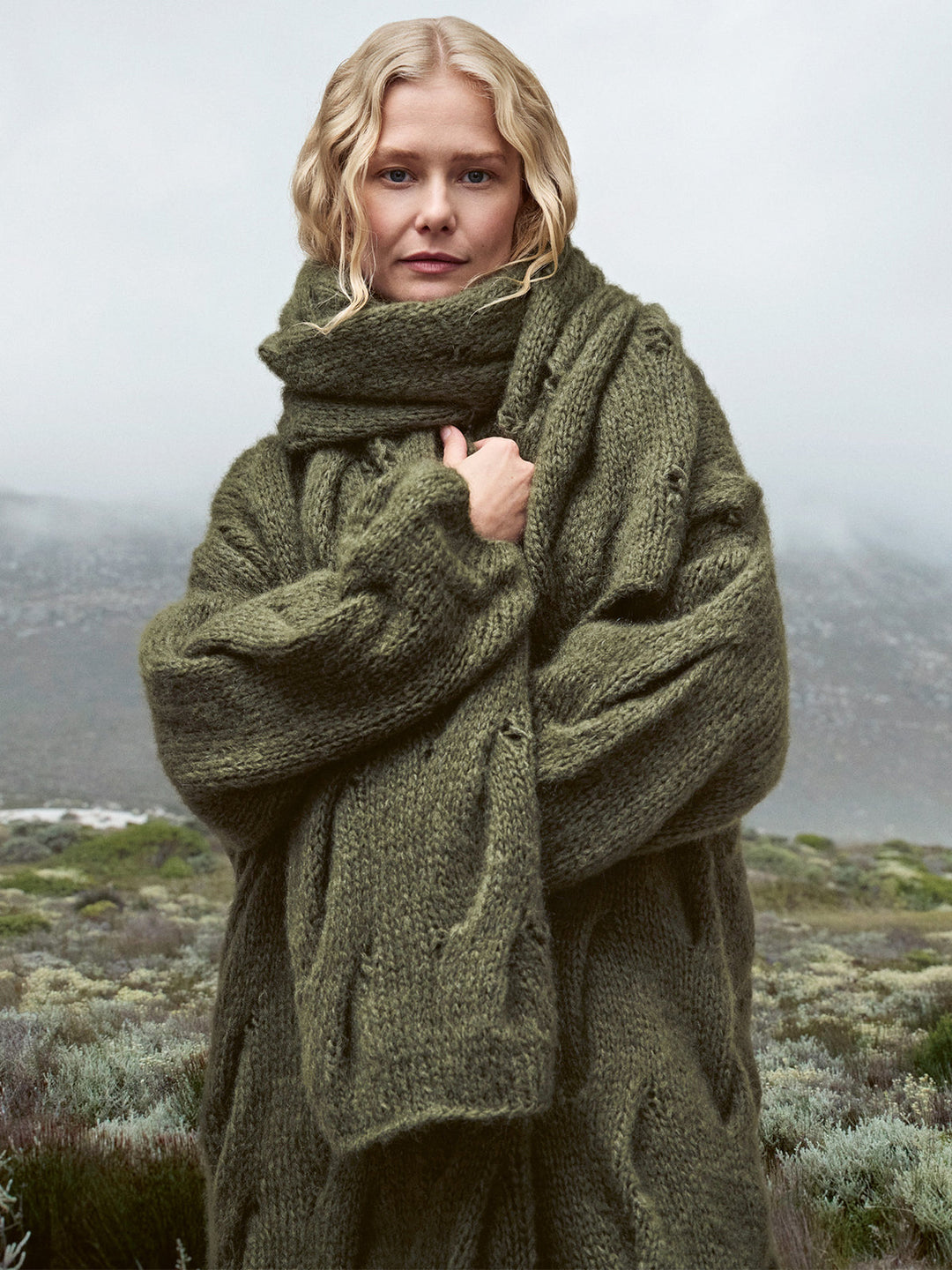 Strickpaket Mohair Di Gio Schal mit Zöpfen