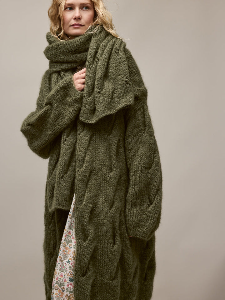 Strickpaket Mohair Di Gio Oversized Cardigan mit Zöpfen