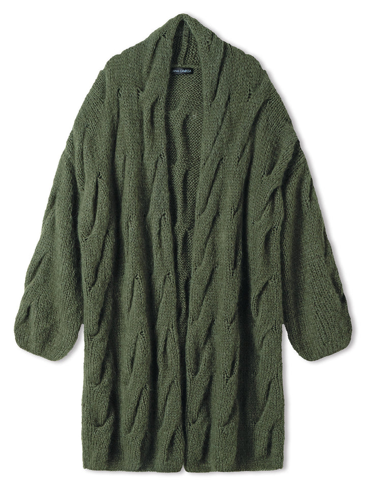 Strickpaket Mohair Di Gio Oversized Cardigan mit Zöpfen