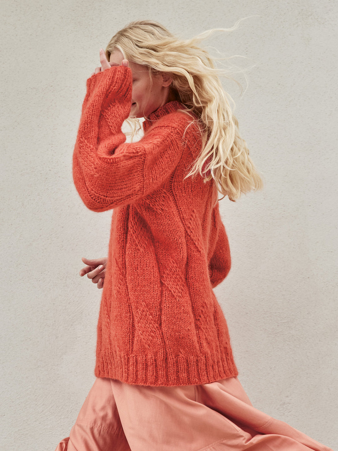 Strickpaket Mohair Di Gio Oversized Pullover mit Zöpfen – top-down