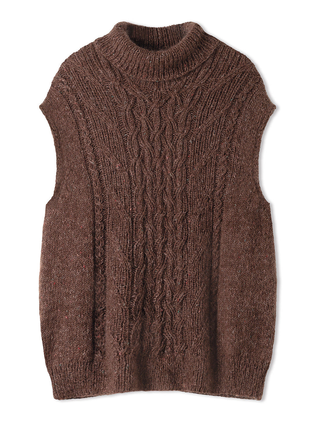 Strickpaket Ecopuno Natural Superkid Tweed Pullover mit Zöpfen