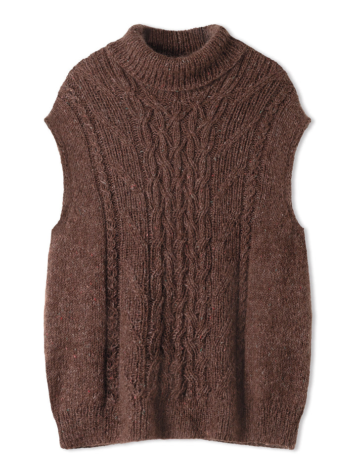 Strickpaket Ecopuno Natural Superkid Tweed Pullover mit Zöpfen