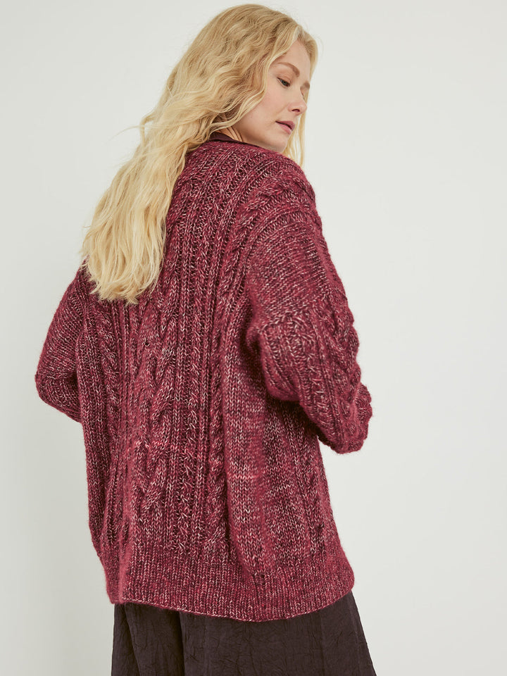 Strickpaket Natural Alpaca Pelo Zopfmusterjacke – Top-down