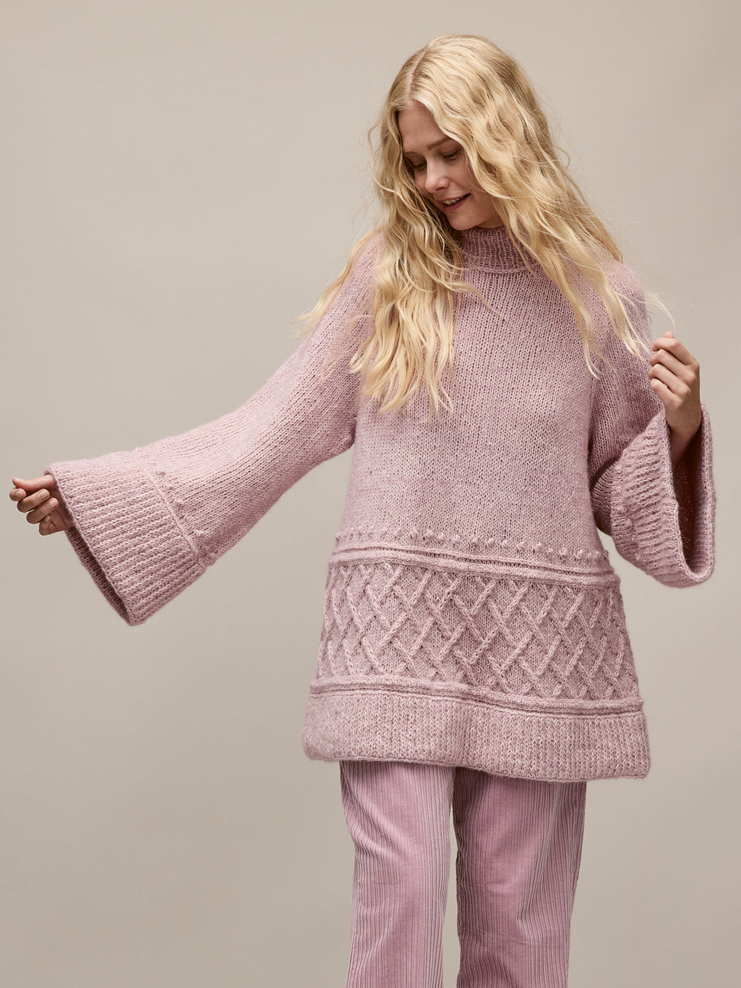 Strickpaket Natural Alpaca Pelo langer Pullover – Top-down