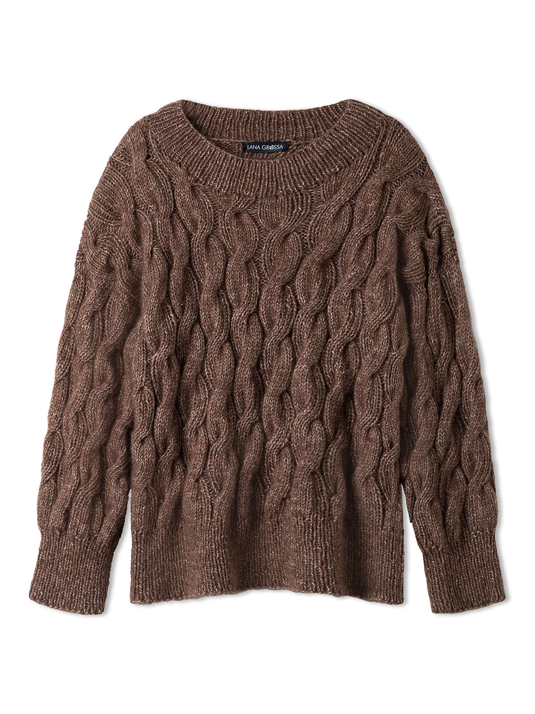 Strickpaket Natural Alpaca Pelo Superkid Tweed Zopfpullover