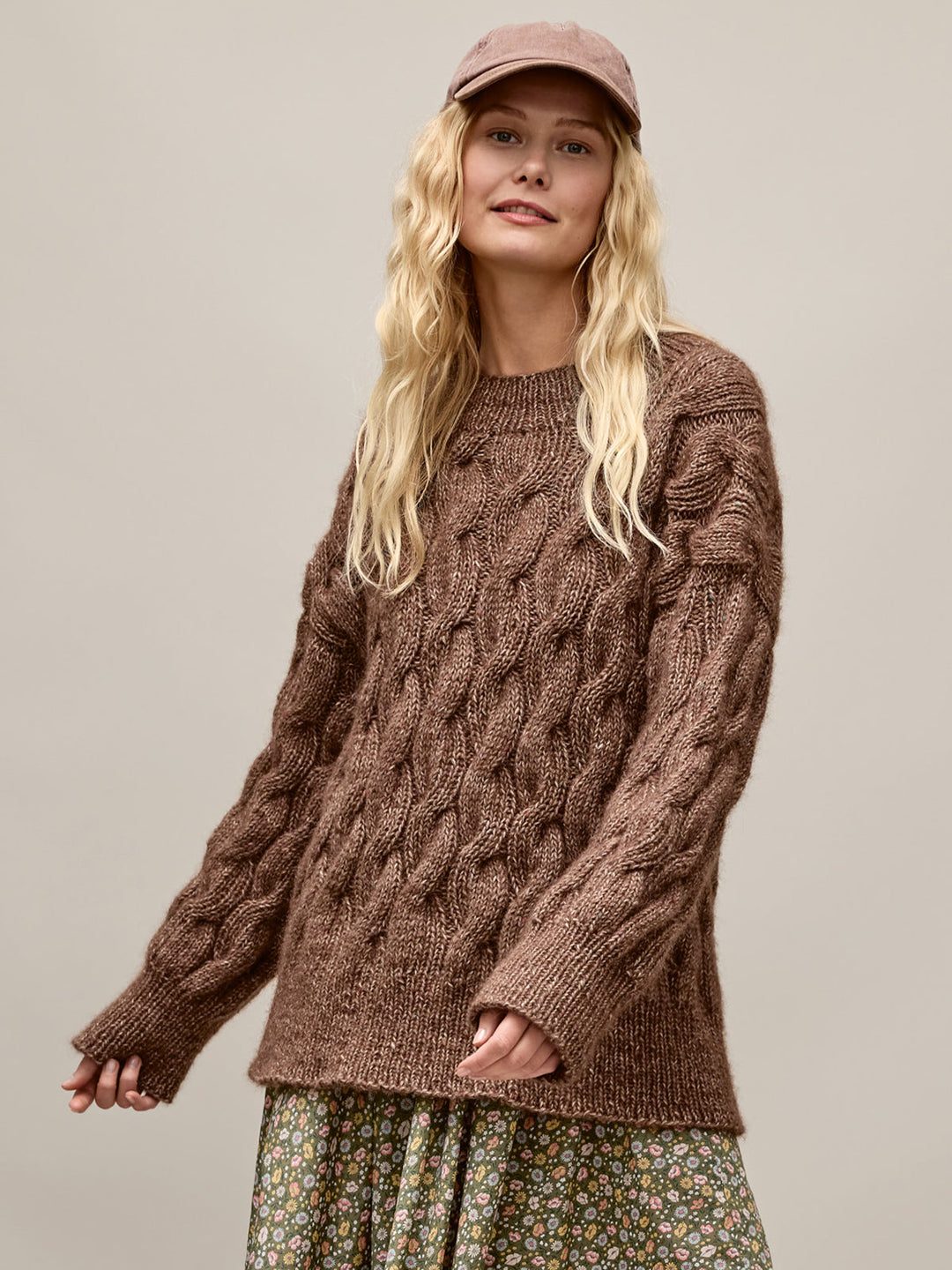 Strickpaket Natural Alpaca Pelo Superkid Tweed Zopfpullover
