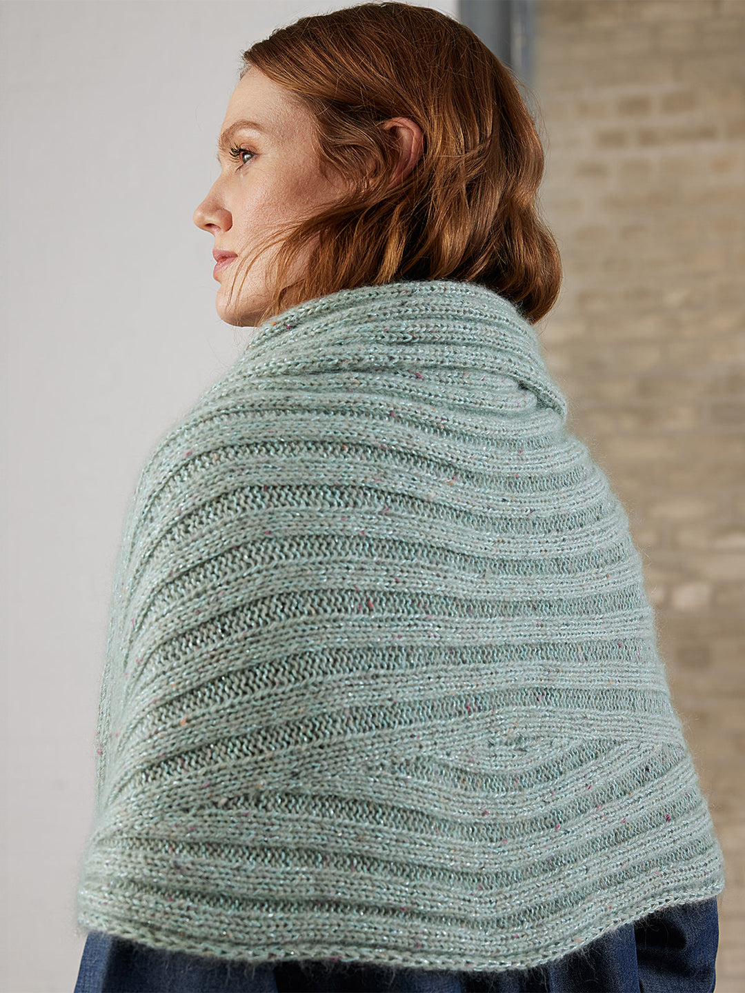 Strickpaket Ecopuno, Brillino &amp; Natural Superkid Tweed Rippenstola mit Schlitz