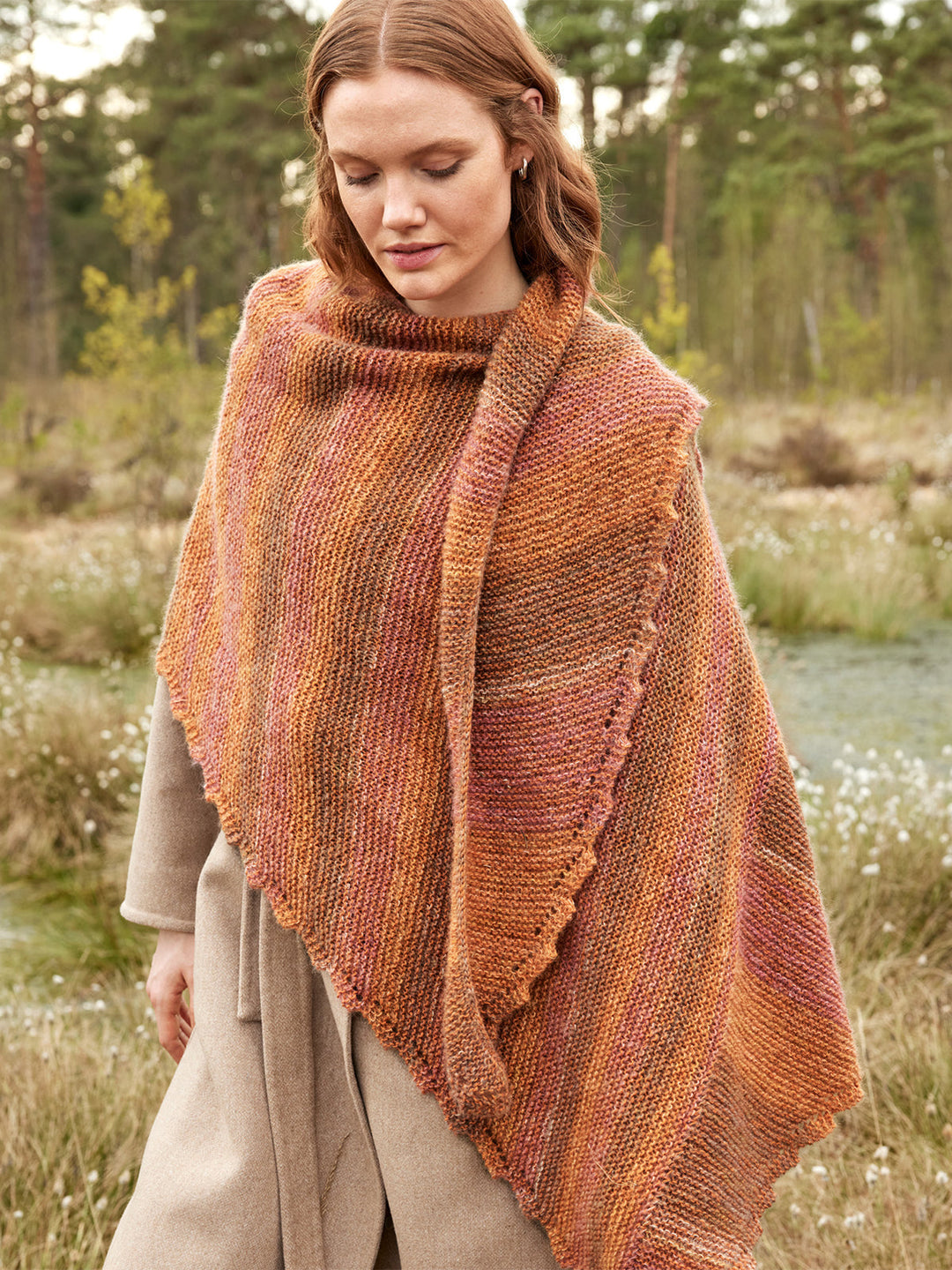 Strickpaket Ecopuno &amp; Silkhair Print Asymmetrisches Dreieckstuch