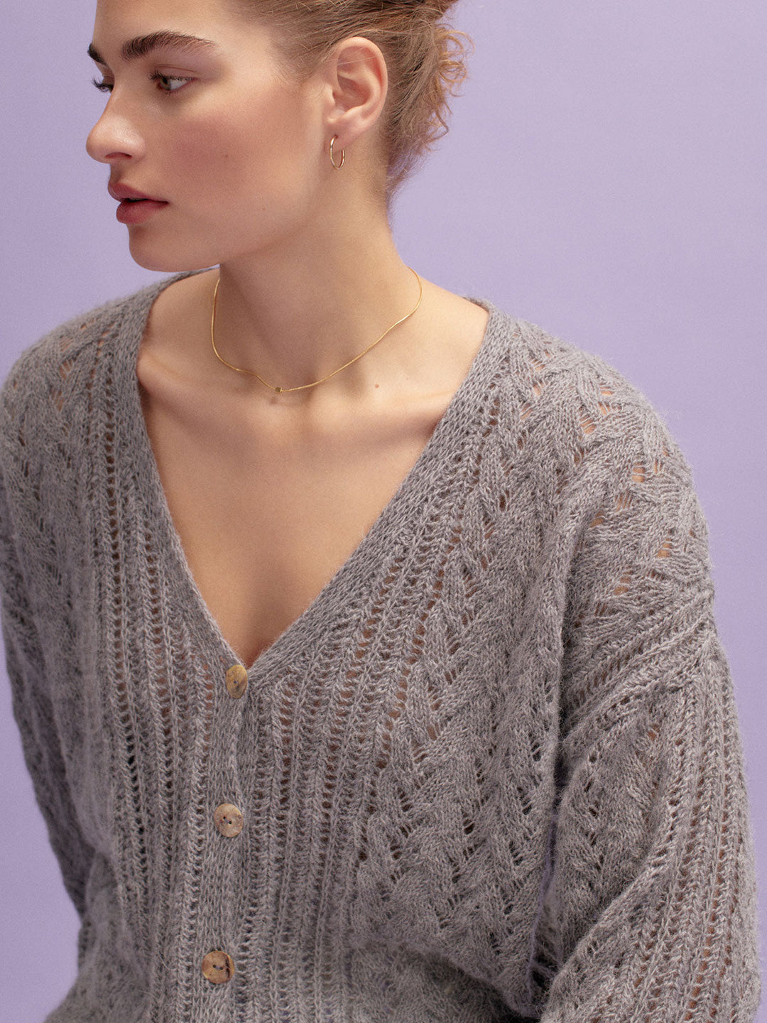 Strickpaket Ecopuno Jacke im Ajourmuster