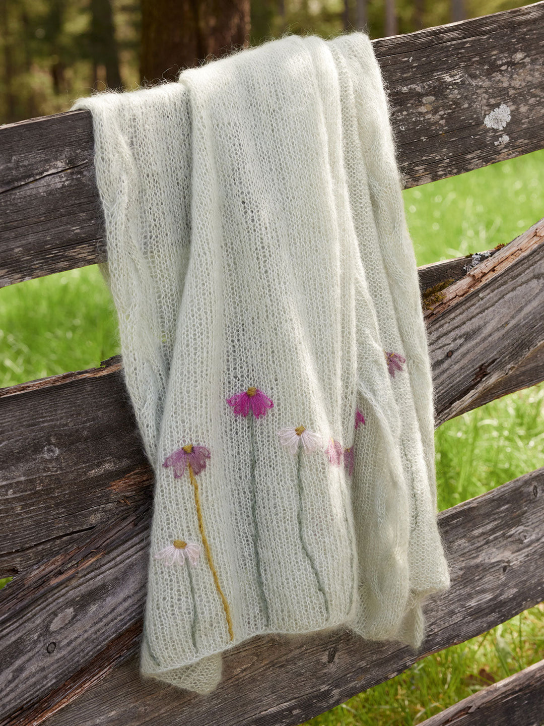 Strickpaket Silkhair Stola mit Zöpfe