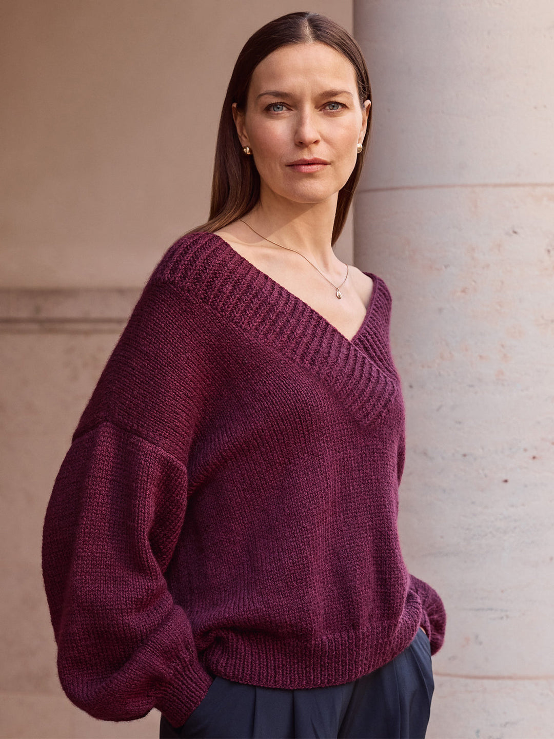 Strickpaket Cool Merino Pullover mit V-Ausschnitt