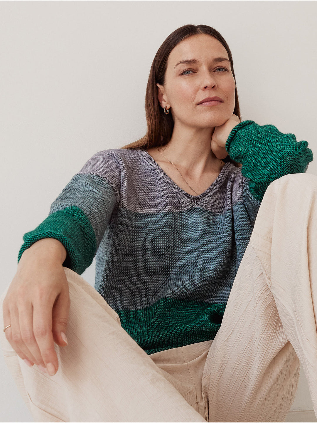 Strickpaket Cool Wool Vintage Dreifarben-Pullover