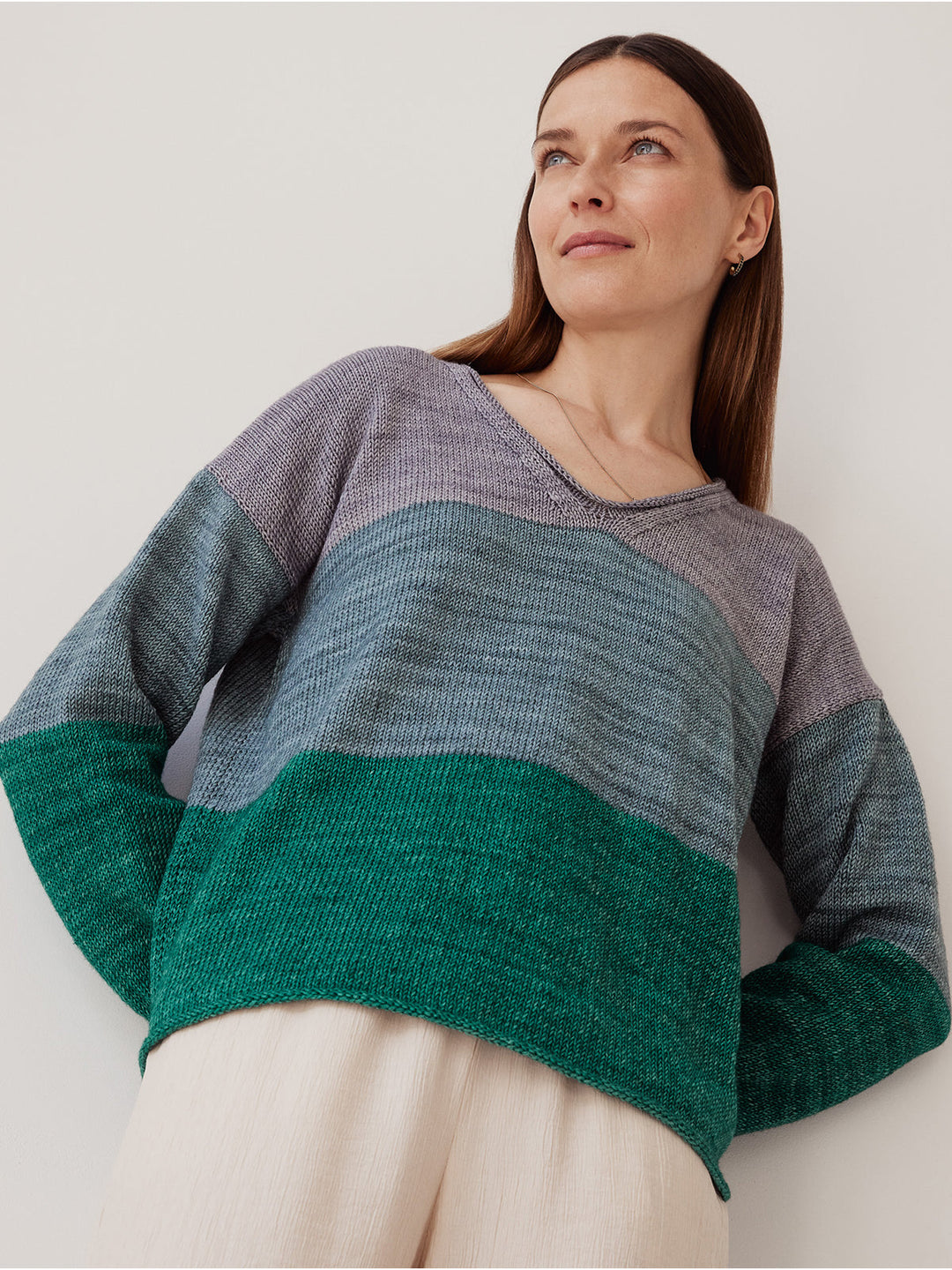 Strickpaket Cool Wool Vintage Dreifarben-Pullover