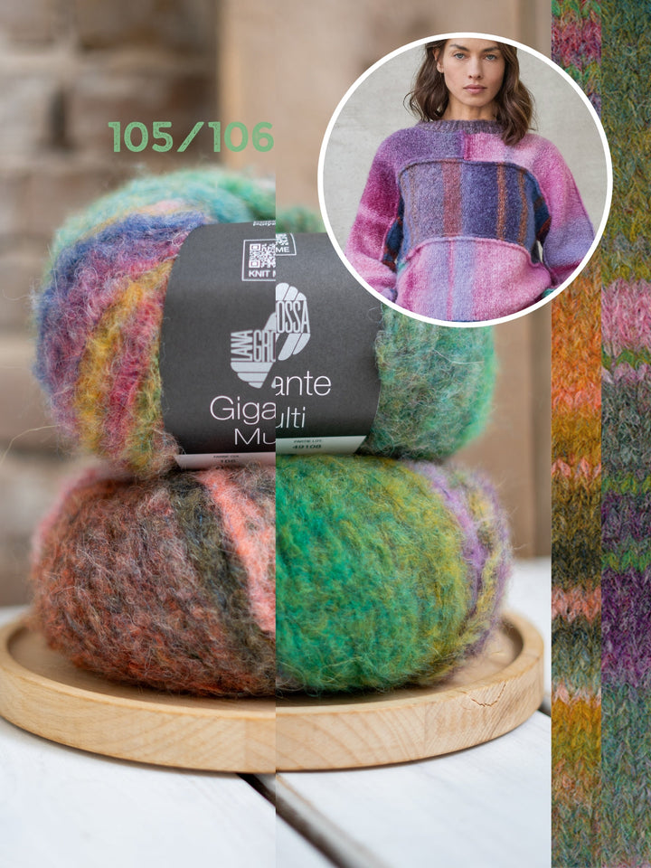 Strickpaket Gigante Multi Streifenpullover