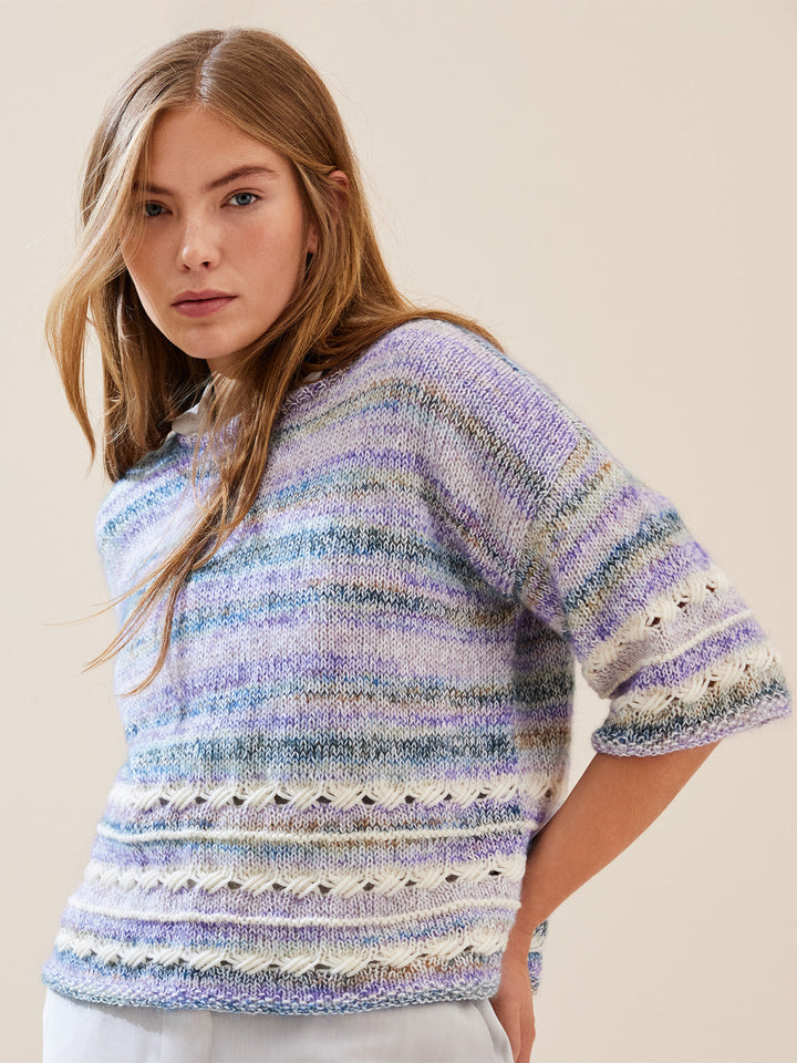 Strickpaket Ecopuno Cottonhair Summer Softness Shirt mit Diagonalmuster