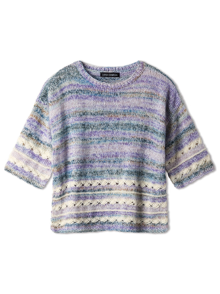 Strickpaket Ecopuno Cottonhair Summer Softness Shirt mit Diagonalmuster