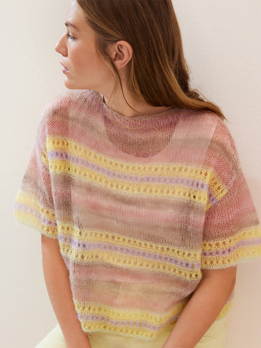 Strickpaket Silkhair Cottonhair Shirt mit Ajourmuster