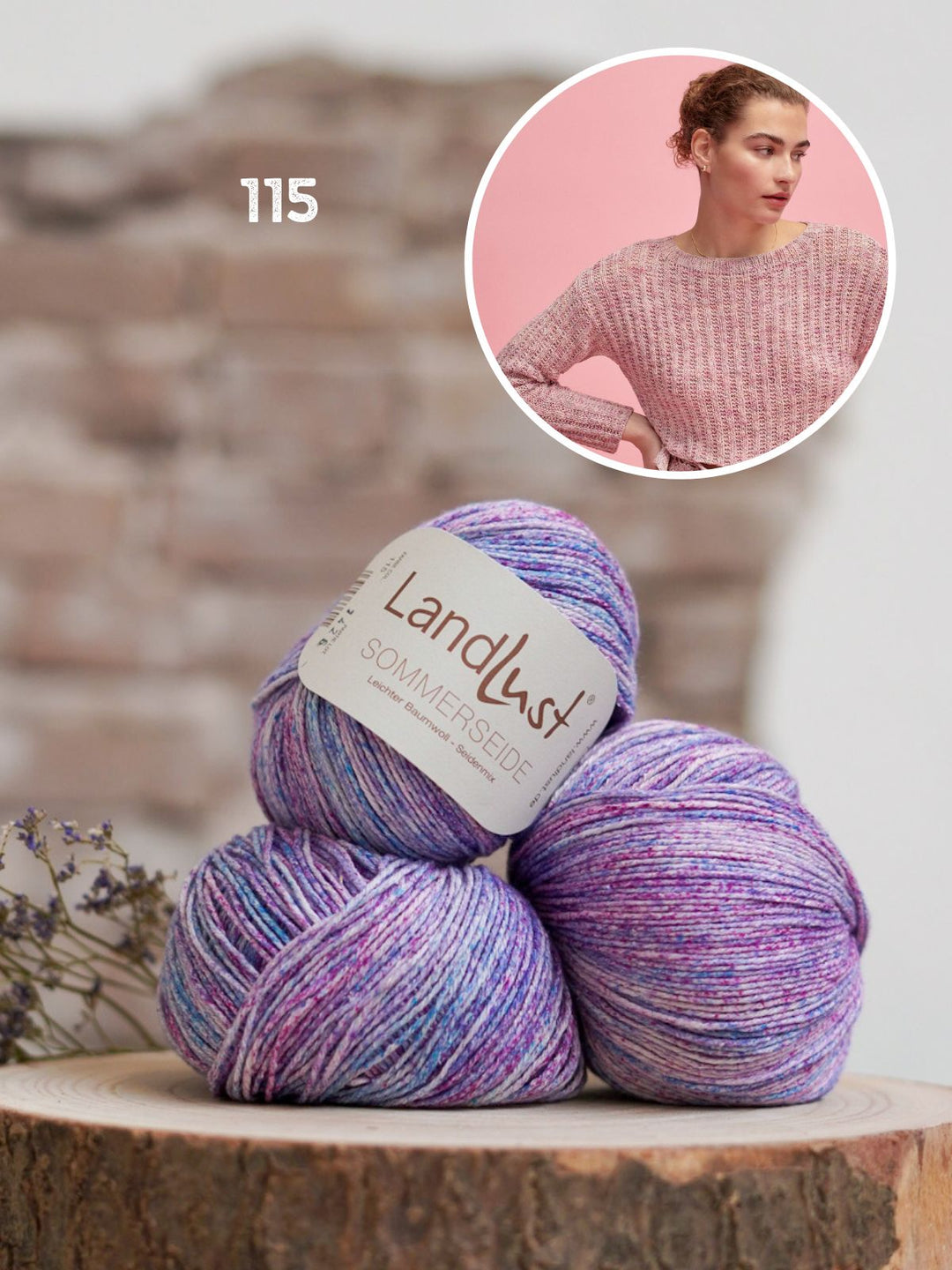 Strickpaket Sommerseide Pullover mit Häkelborte